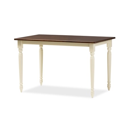 Baxton Studio Napoleon Buttermilk and "Cherry" Brown Finishing Wood Dining Table 126-6943